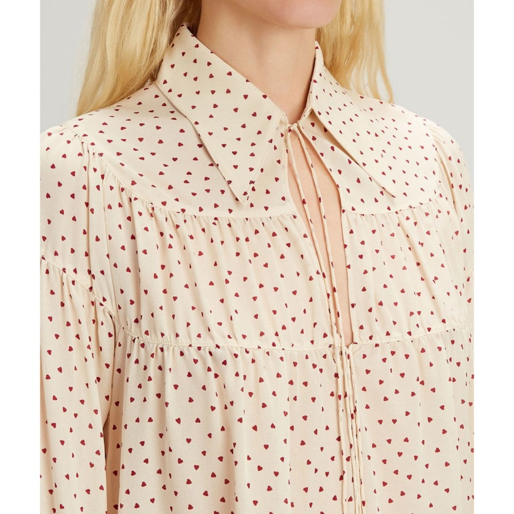 Joseph Heart Spot Crosby 100% Silk Blouse Top Size 34